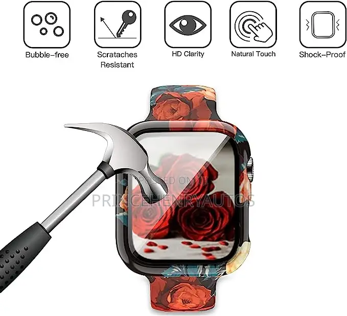 LKEITY Floral Printed Pattern Silicone Band For Apple Watch