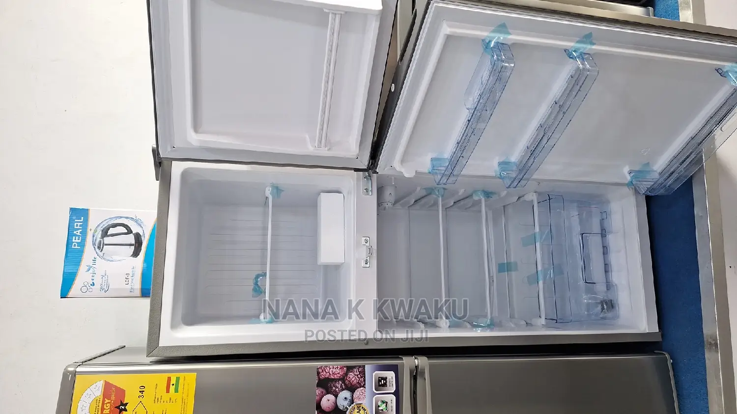 *New_pearl Pf20 Double Door Fridge With Top Freezer