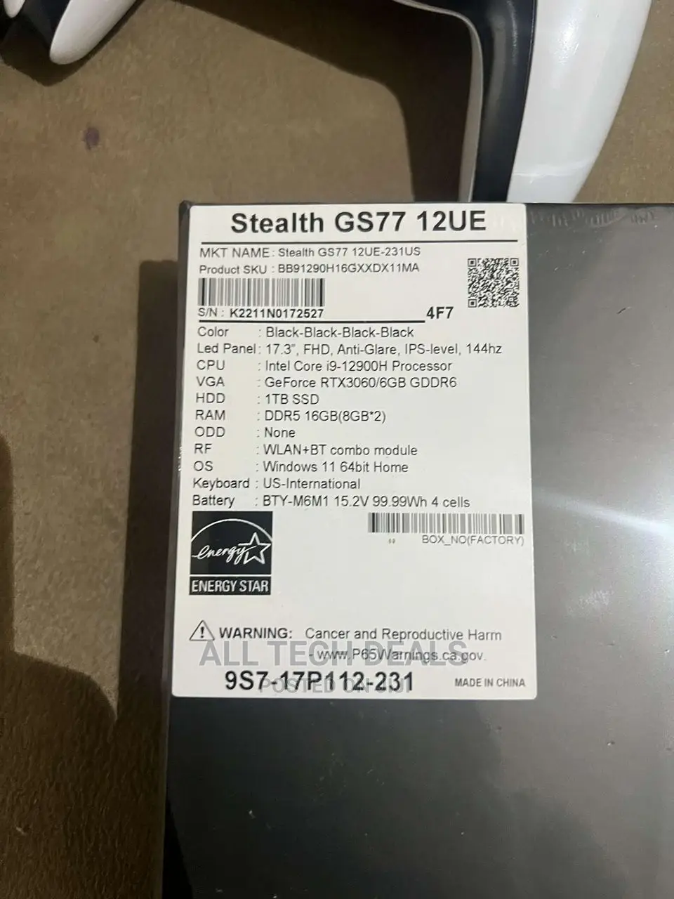 New Laptop MSI 16GB Intel Core I9 SSD 1T