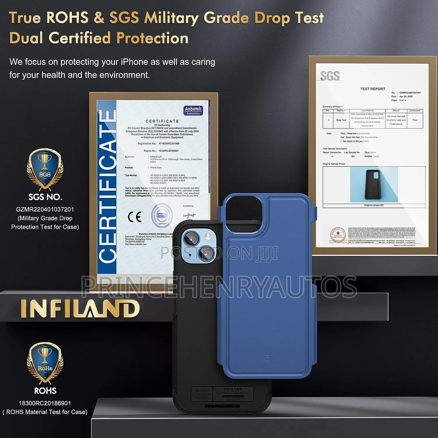 INFILAND 12FT Military Drop Protection for iPhone 14 Plus