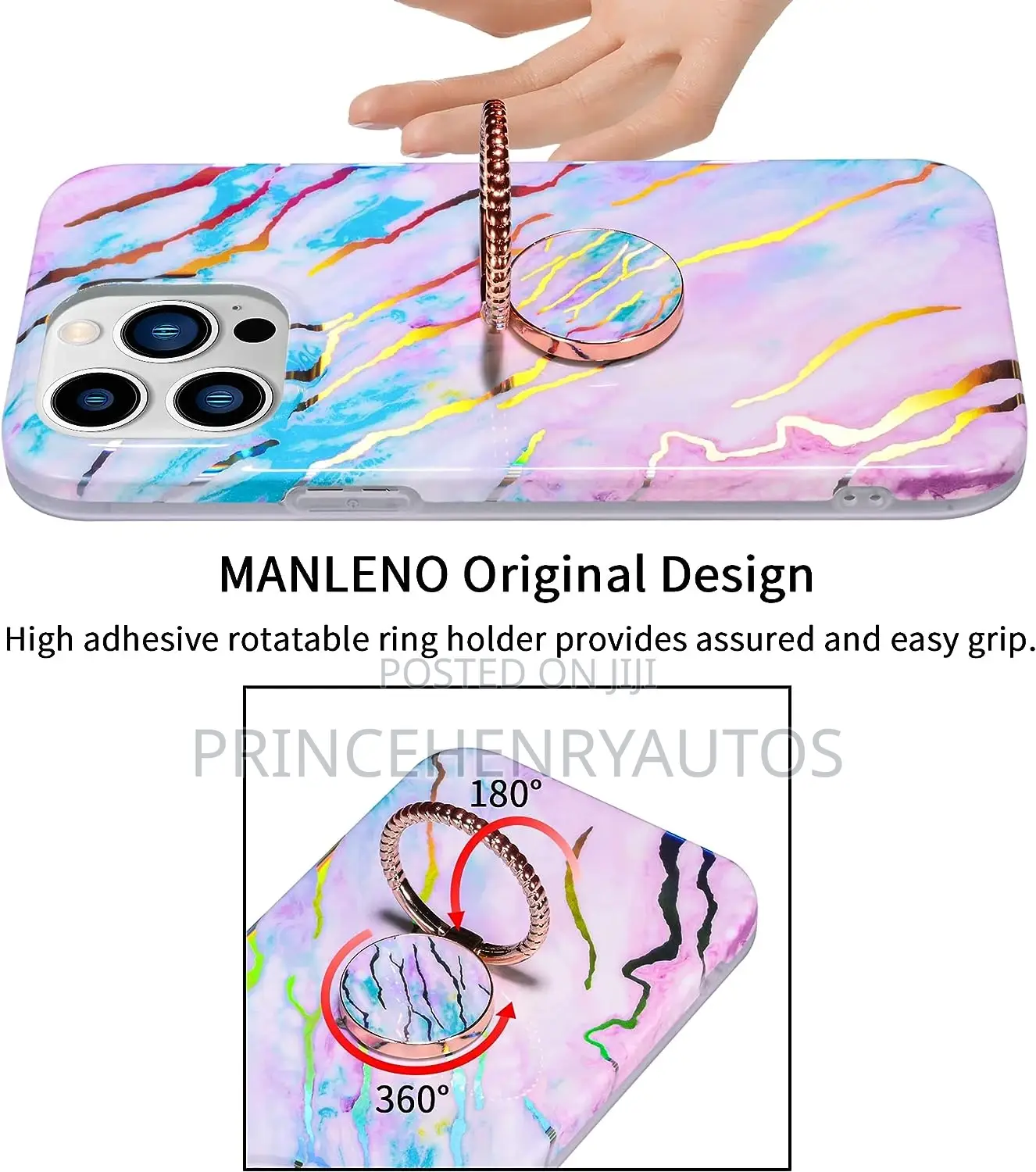 MANLENO Rotatable Ring Holder Case for iPhone 14 Pro Max