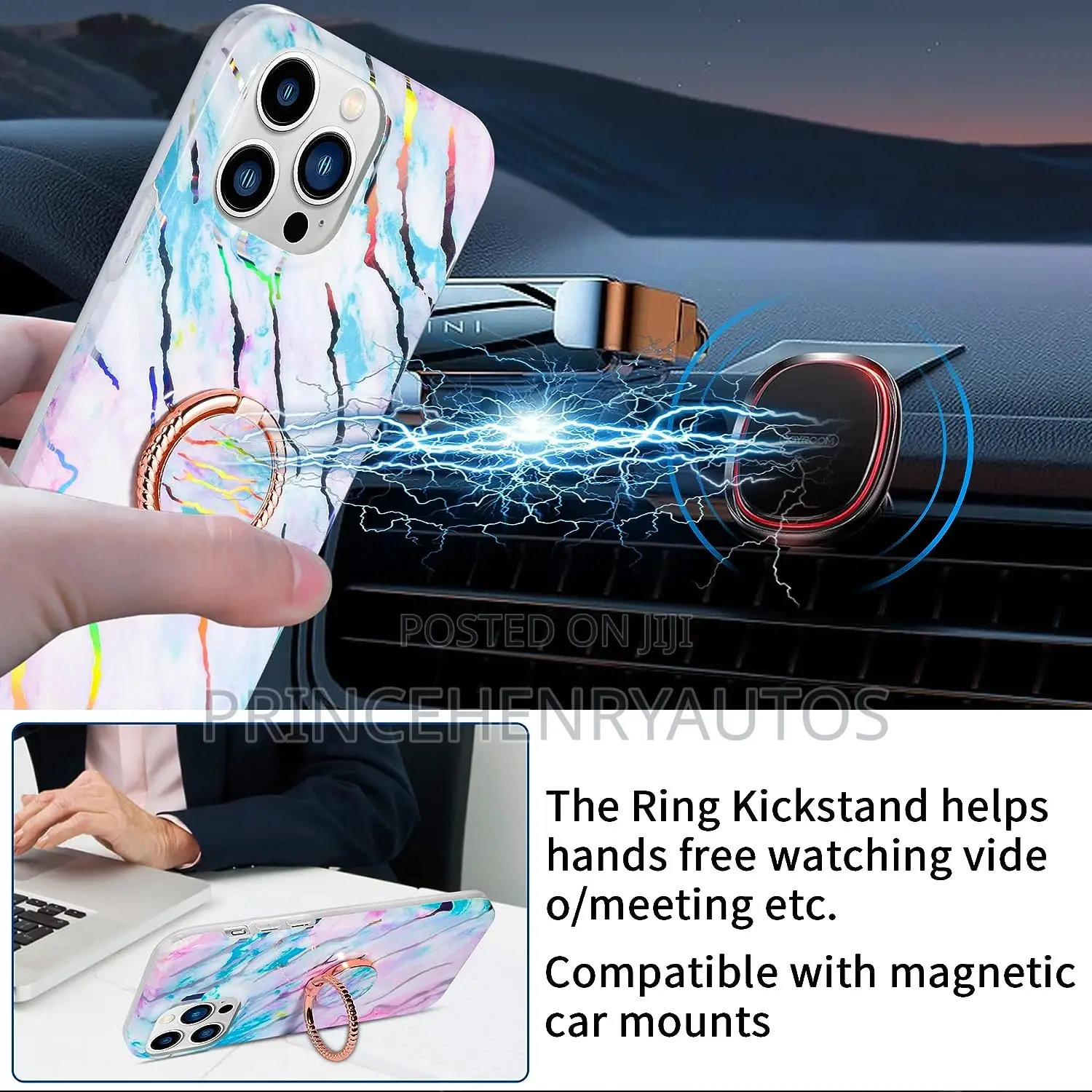 MANLENO Rotatable Ring Holder Case for iPhone 14 Pro Max