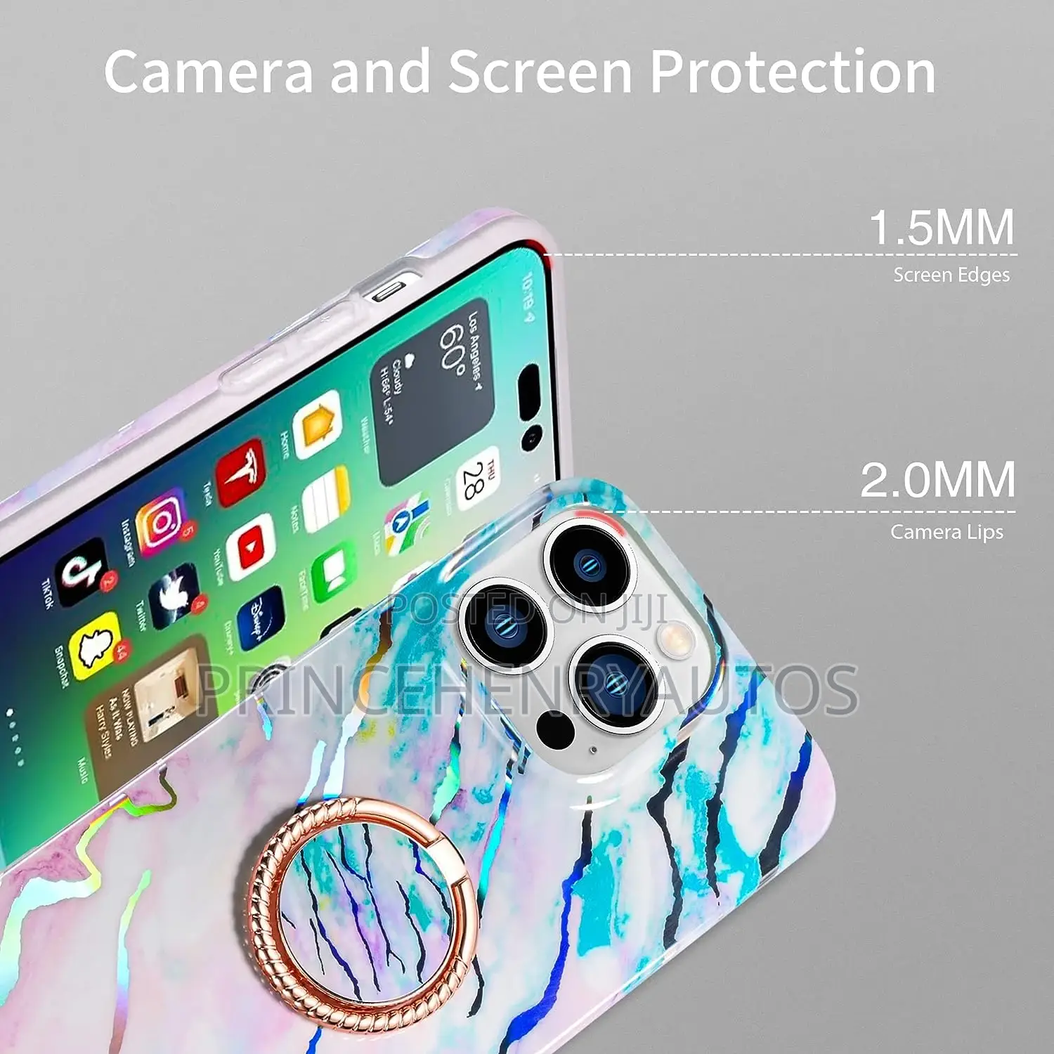 MANLENO Rotatable Ring Holder Case for iPhone 14 Pro Max