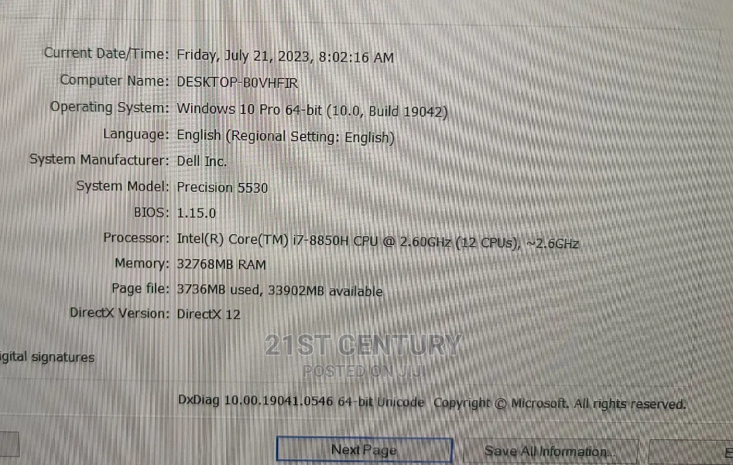 Laptop Dell Precision 5530 32GB Intel Core I7 SSD 1T