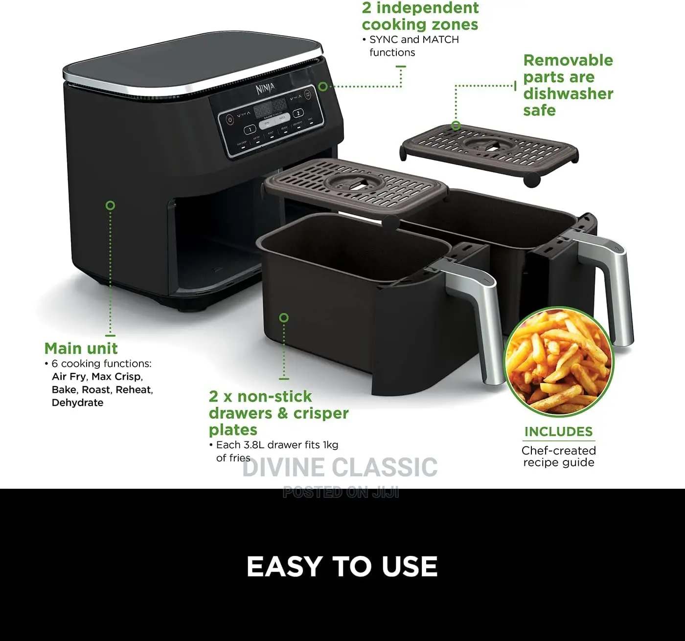 Ninja Foodie Daul Zone 7.6lit Air Fryer
