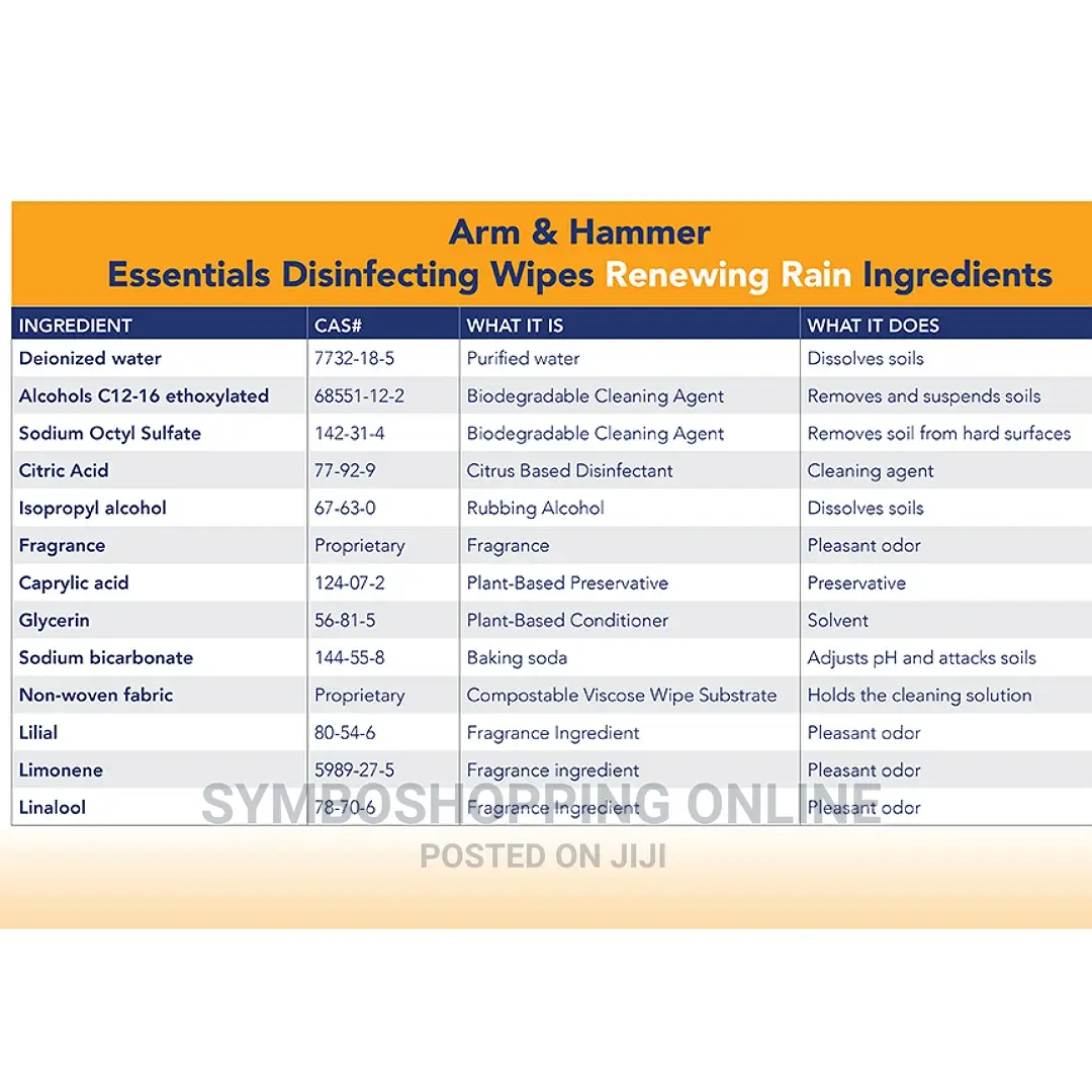 Arm Hammer Essentials Disinfecting Wipes-lemon Scent 80pcs