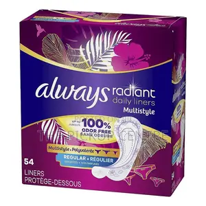 Always, Radiant Daily Liners for Women, Regular Length-54pcs