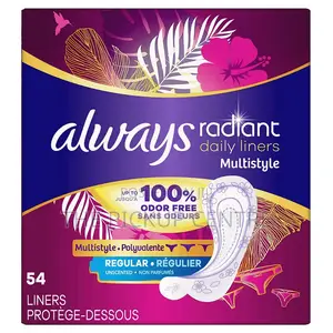 Always, Radiant Daily Liners for Women, Regular Length-54pcs