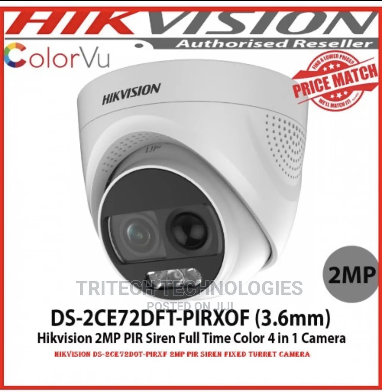 Hikvision Ds-2ce72dot-Pirxf 2mp Pir Siren Fixed Camera