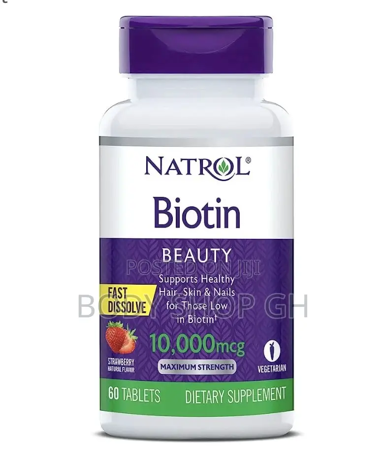 Natrol Biotin /10,000mcg /Strawberry/60 PCS/ Hair + Beard