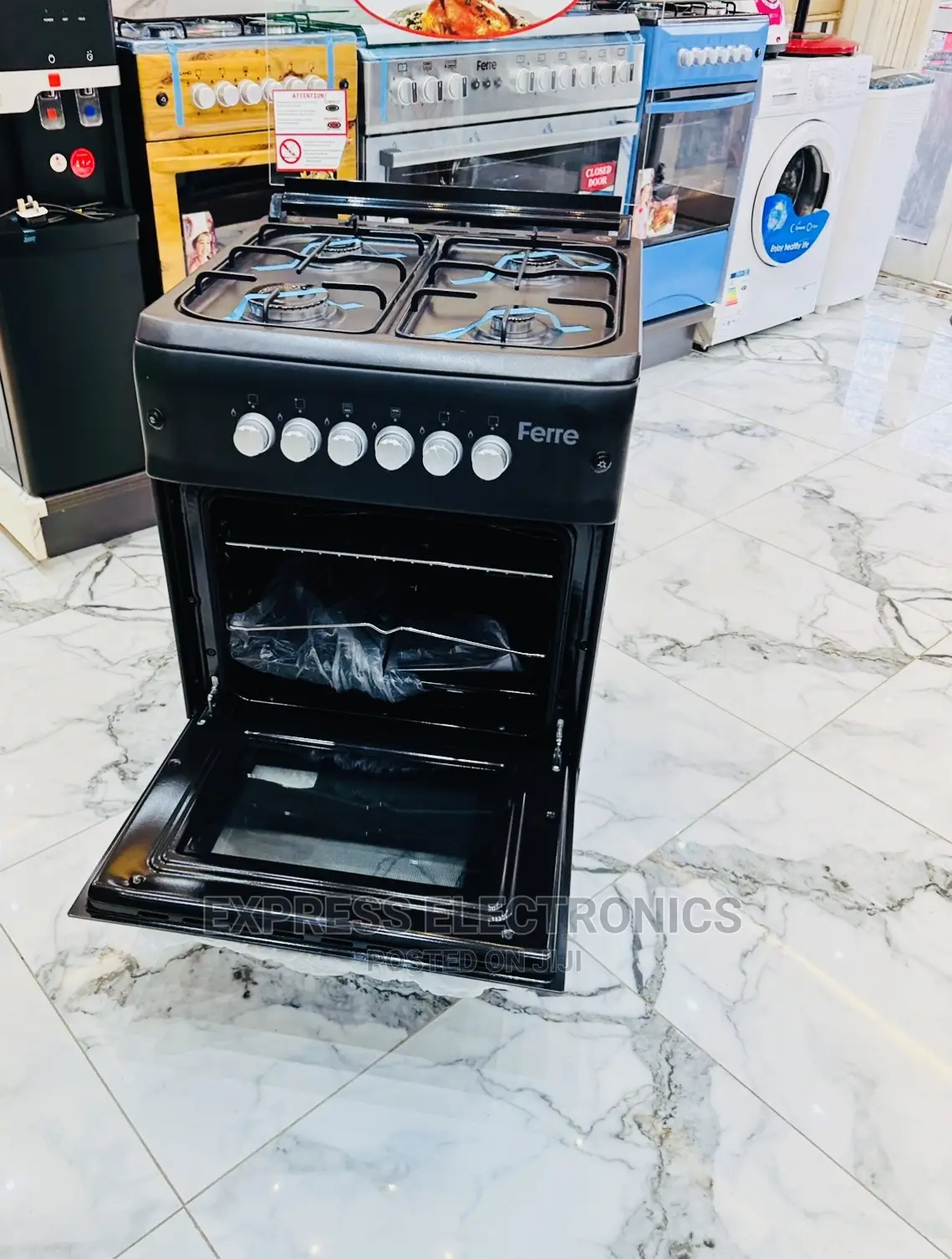 Exclusive One  50x55. Black Gas Cooker 4burner Oven