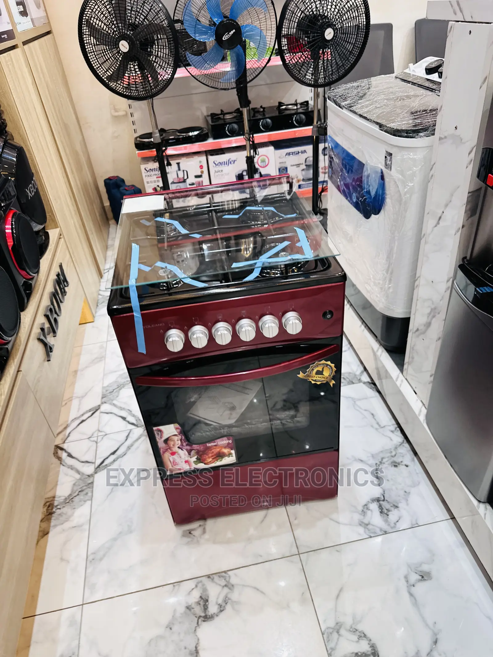 Revealed Red Gas Cooker Oven 4burner 50/50 Built in Lamp