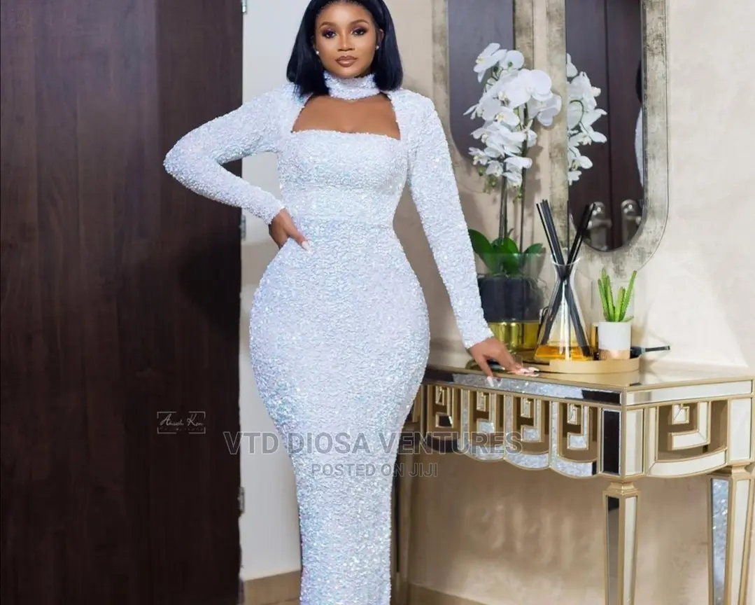 Glamorous White Sequin Gown