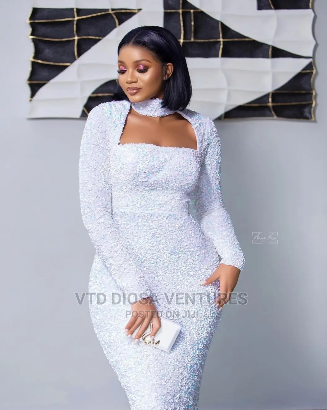 Glamorous White Sequin Gown