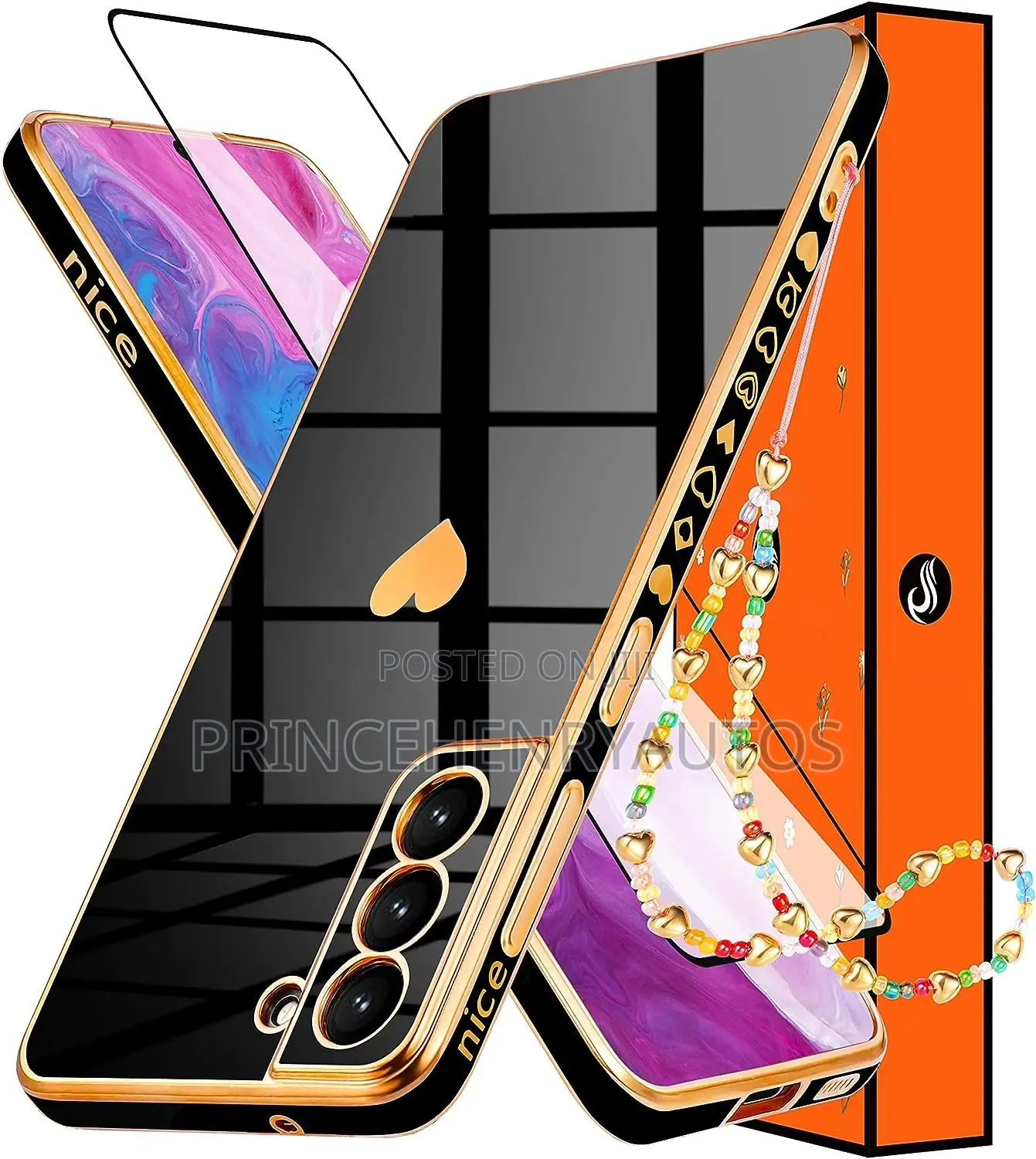 Shorogyt Heart Case for Samsung S22 + Tempered Glass