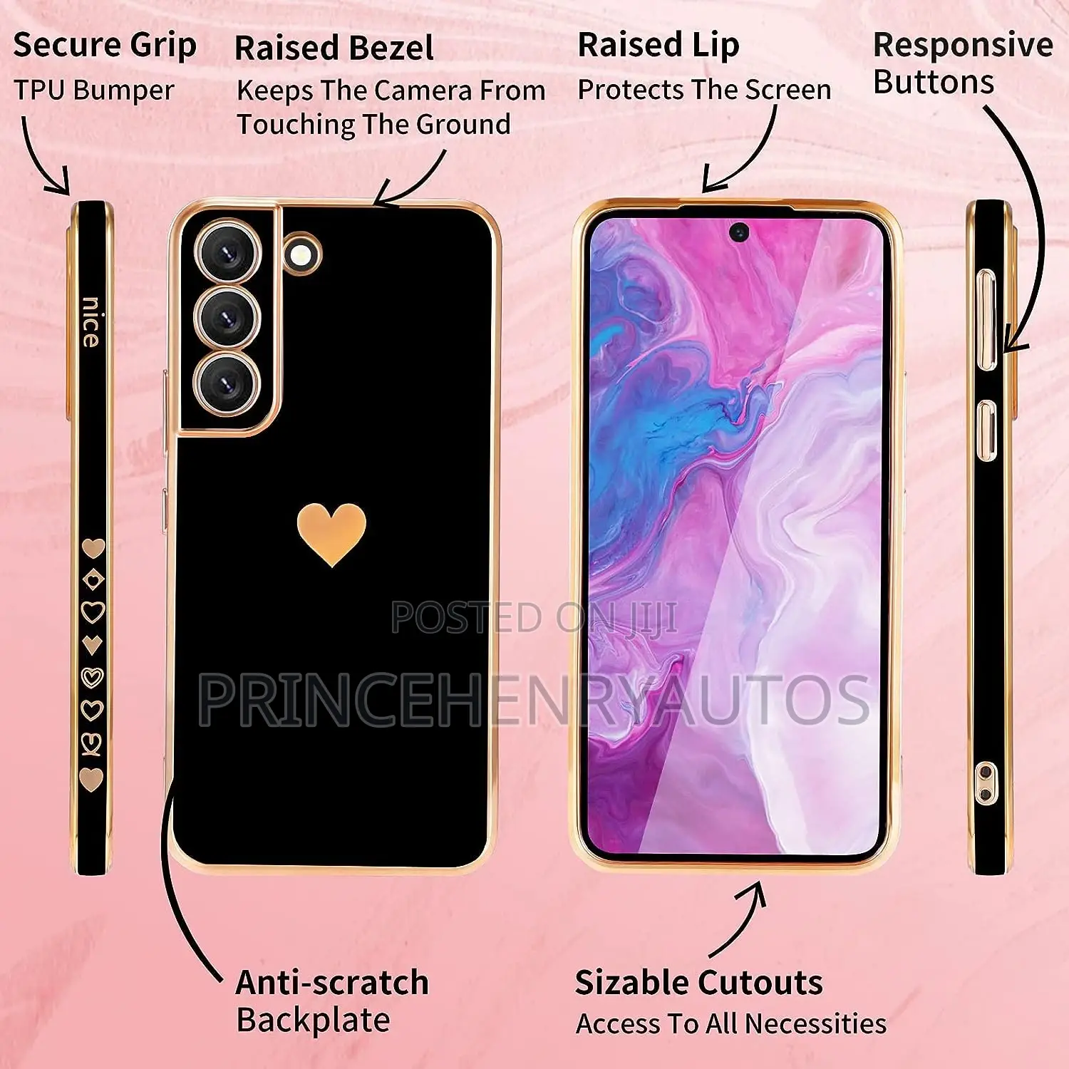 Shorogyt Heart Case for Samsung S22 + Tempered Glass