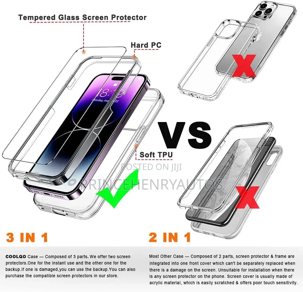COOLQO Compatible for iPhone 14 Pro Case + 2 Tempered Glass