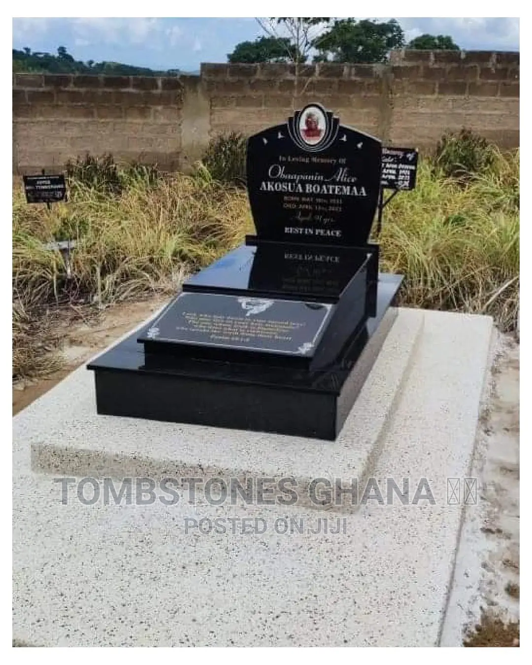 Granite Tombstone With White Terrazzo