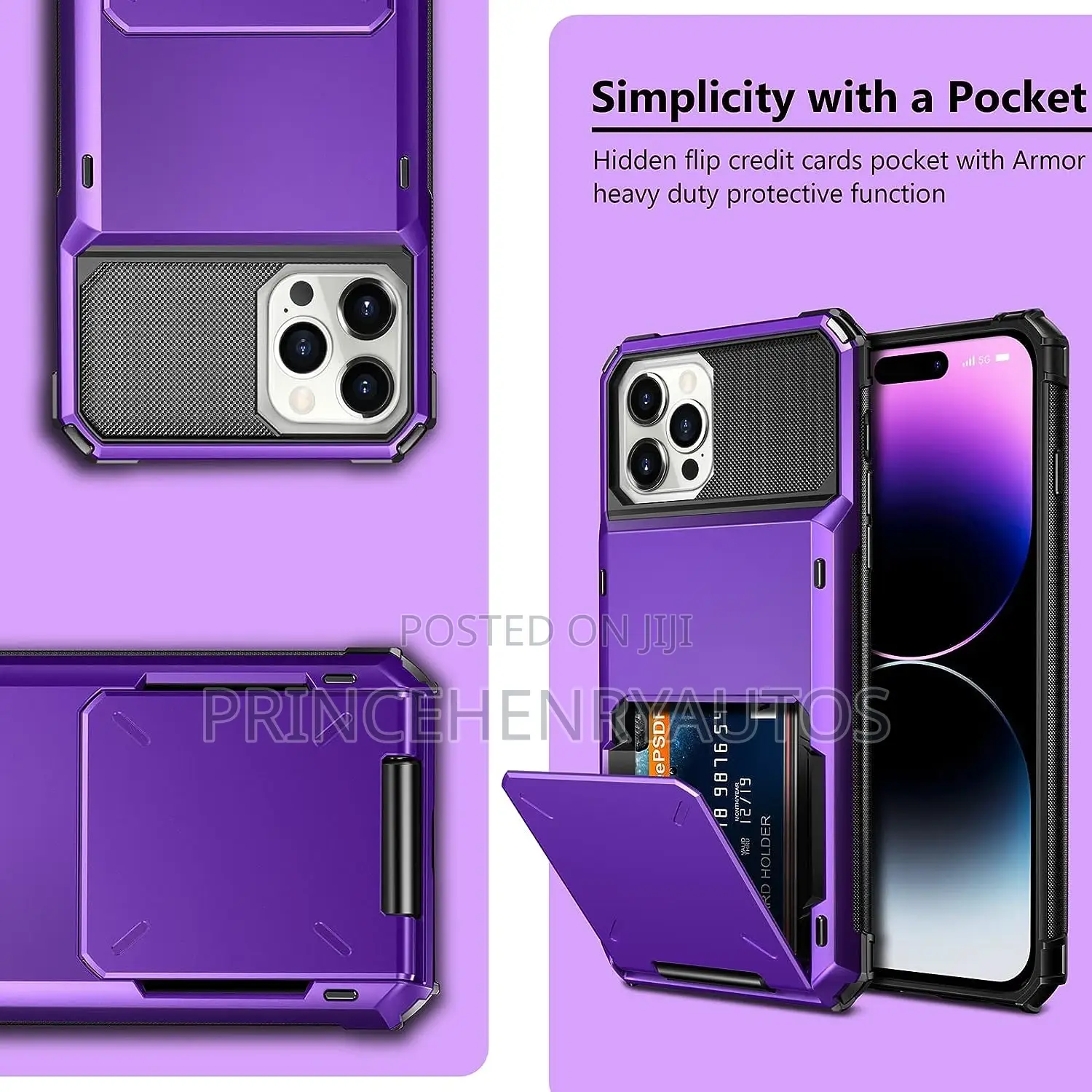 Vofolen Bumper Armor Wallet Case for iPhone 14 Pro