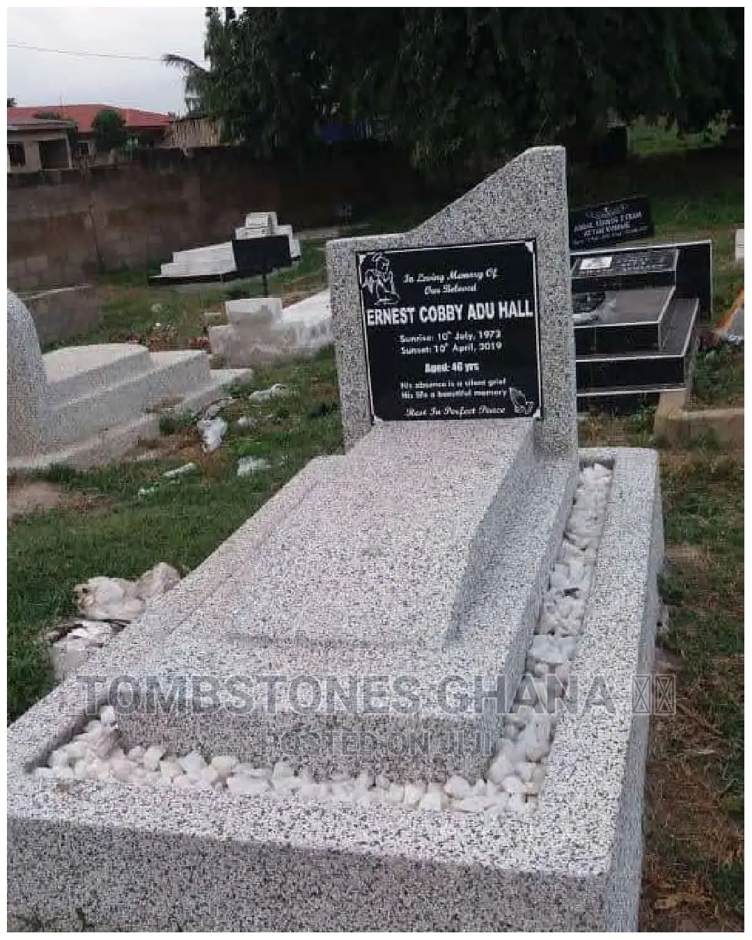 Terrazzo Tombstone With White Stone