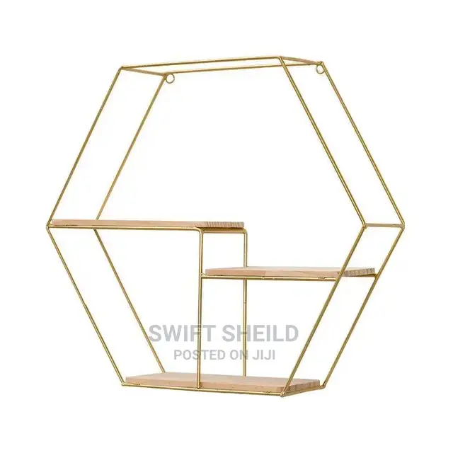 Hexagon Floating Shelves With Light 42.5*47 Cm