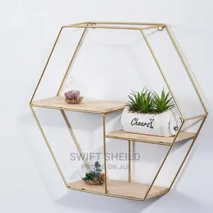 Hexagon Floating Shelves With Light 42.5*47 Cm