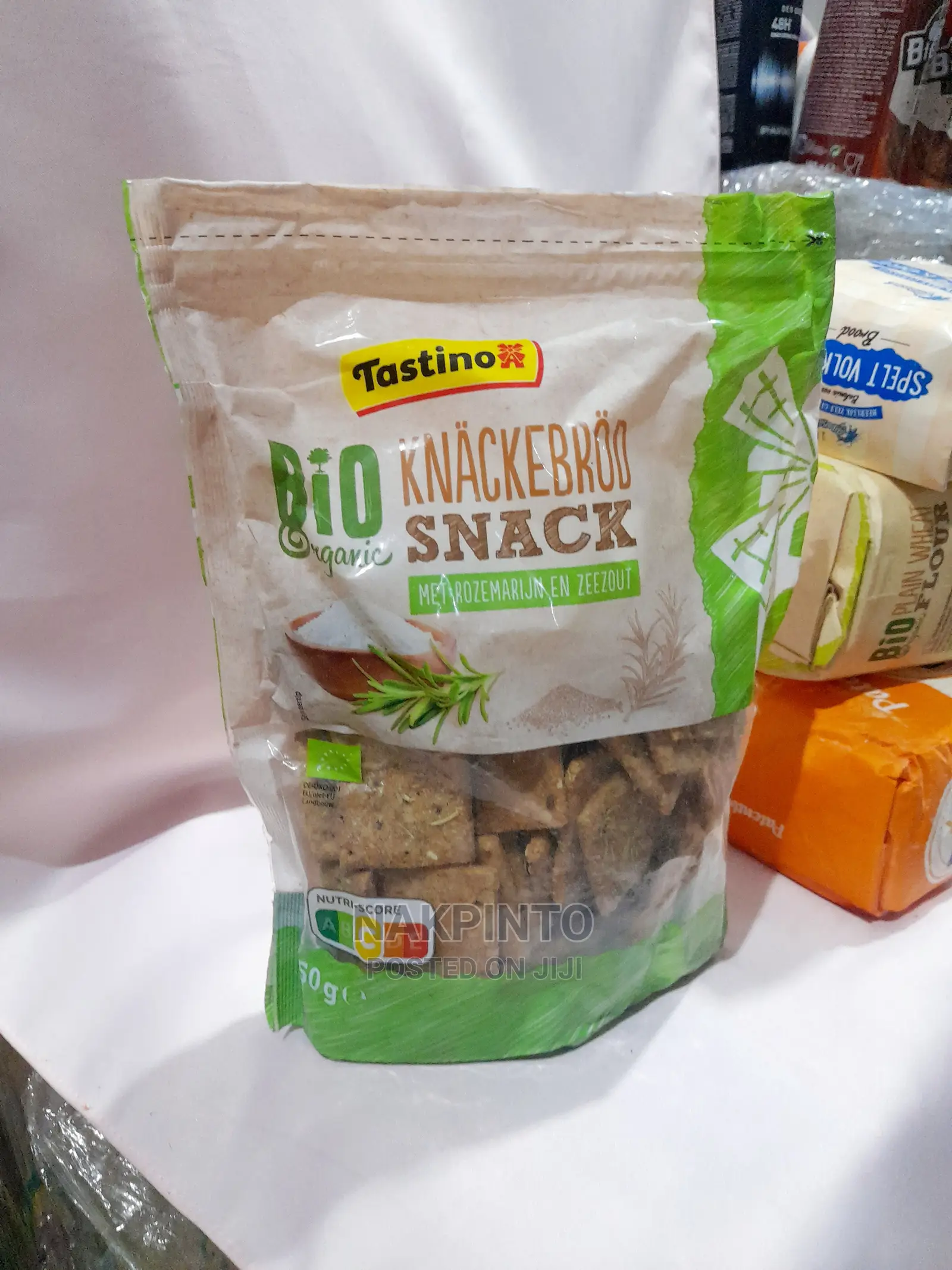 Organic Crispy Crispbread Snack With Rosemary and Sea Salt