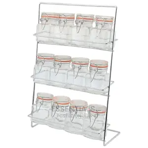 Set of 12 Clip Top Spice Jars With Chrome Storage Rack