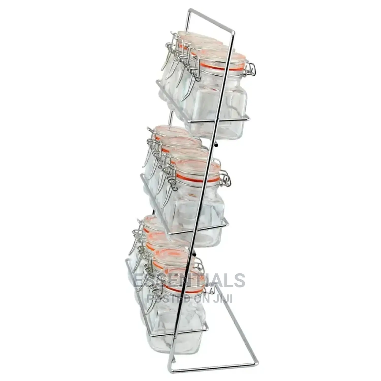 Set of 12 Clip Top Spice Jars With Chrome Storage Rack