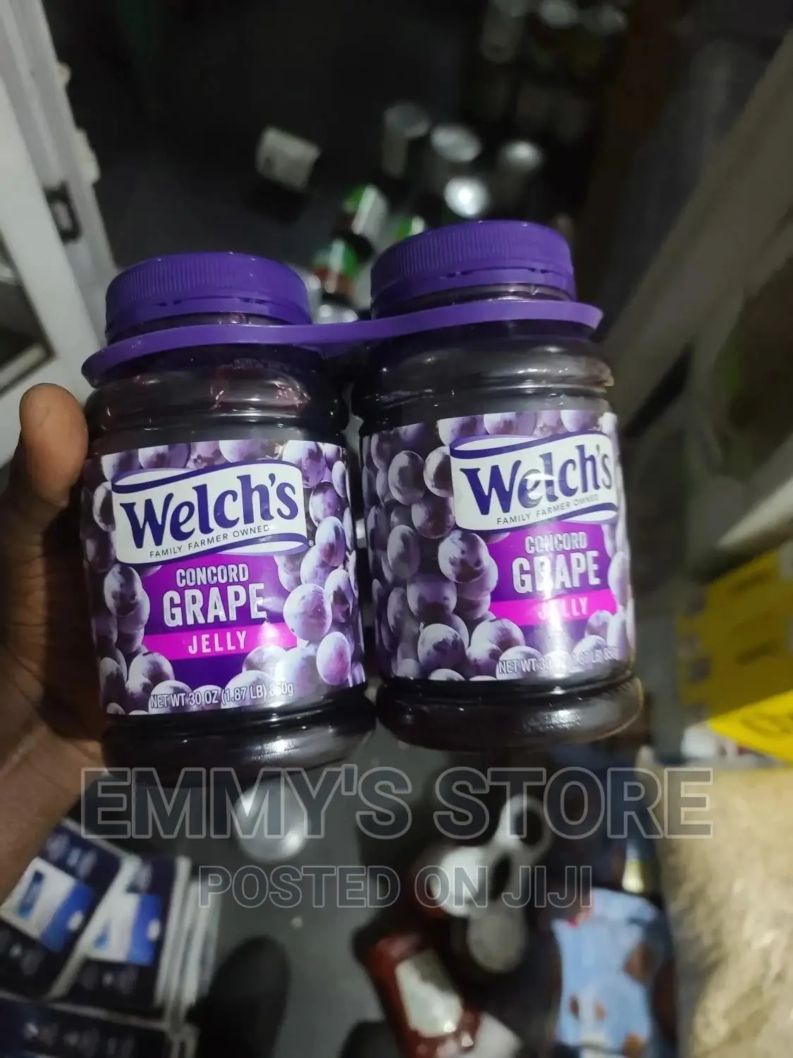 Welch Grape Jelly, Smuckers' Strawberry Jam and Jiff Peanut