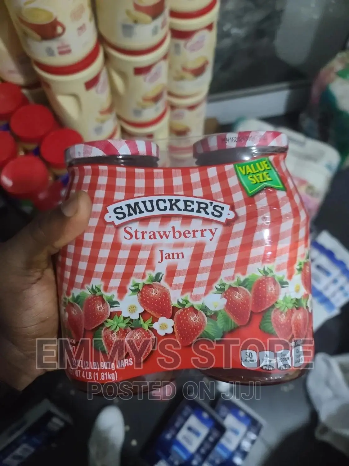 Welch Grape Jelly, Smuckers' Strawberry Jam and Jiff Peanut