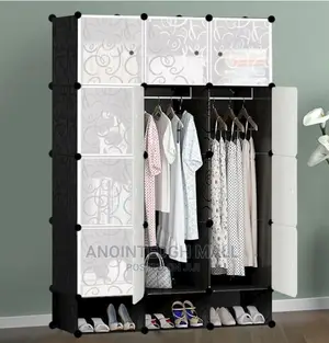 12 Portable Cubes Wardrobe With Shoe Rack - Black/White