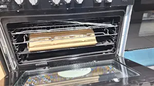 Black_nasco 5 Burners With Oven Grill Glass Cover Top