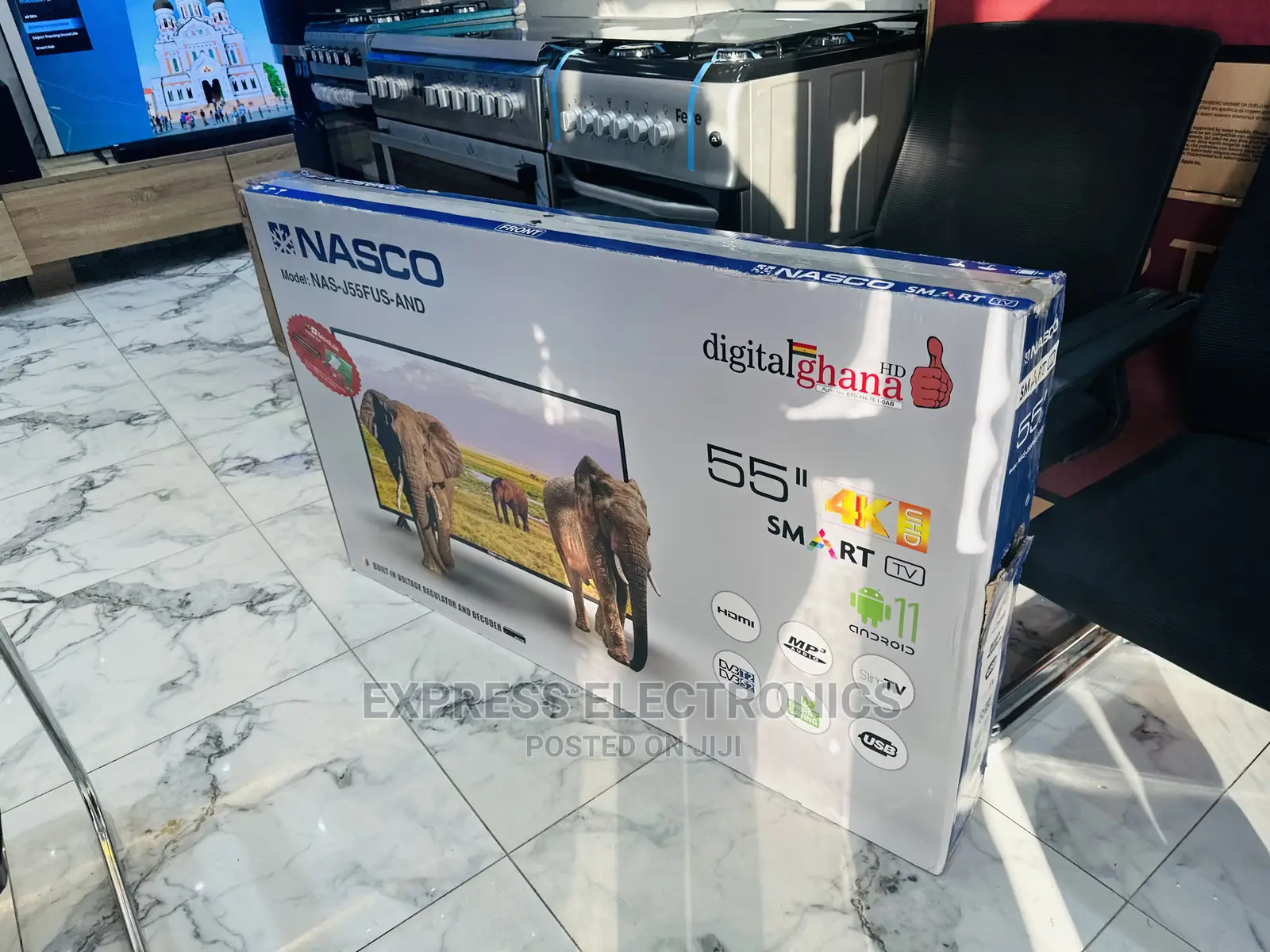 Free Wall Bracket Inbuilt Satellite Decoder Nasco 55”UHD 