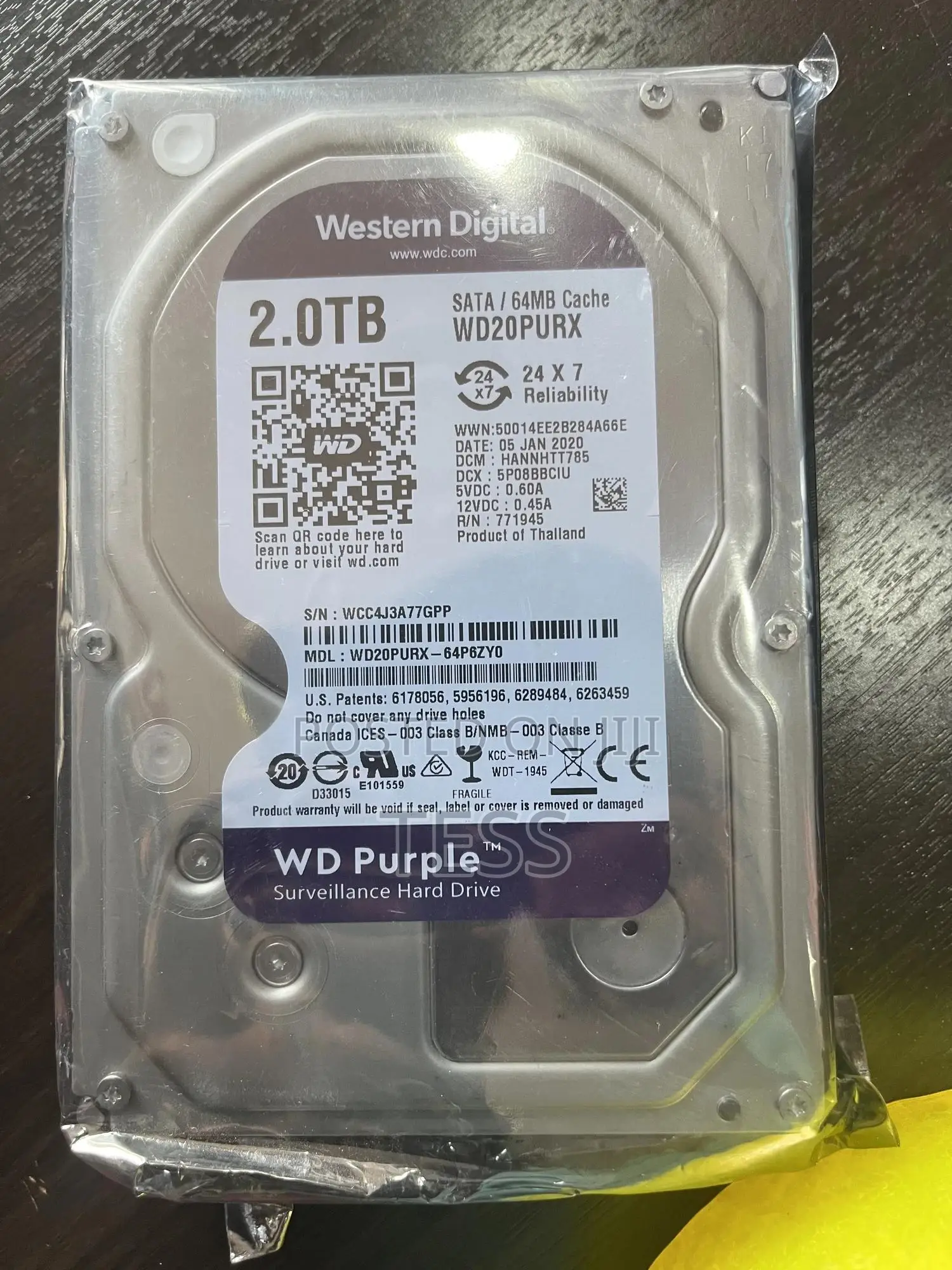2tb Surveillance HDD W/D Purple