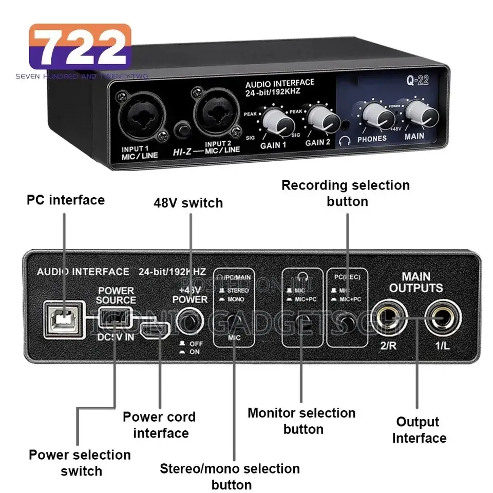 Portable Q-22 Audio Sound Card Interface