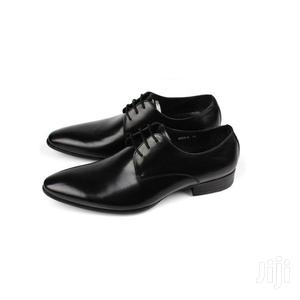 Leather Lace Up Shoes - Black + Free Leather Watch