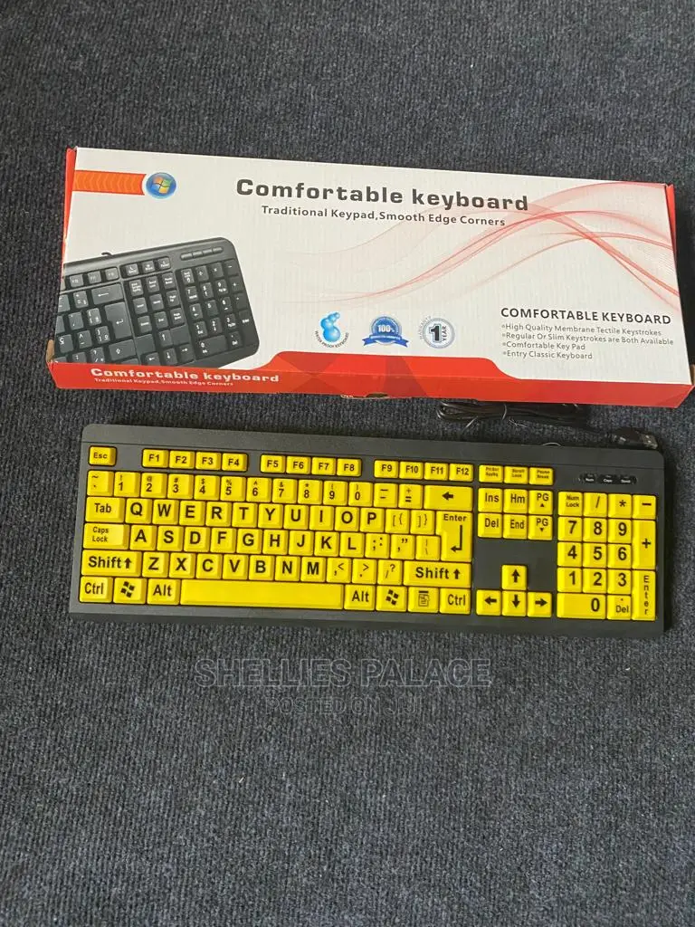 Elderly Wired Keyboard Ergonomic Design Big Letters Usbport