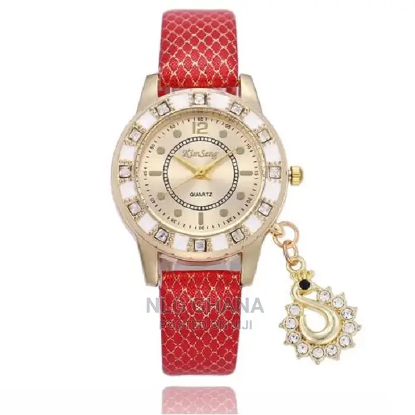 Diamond Pendant PU Leather Bracelet Watch - White/Brown/Blac