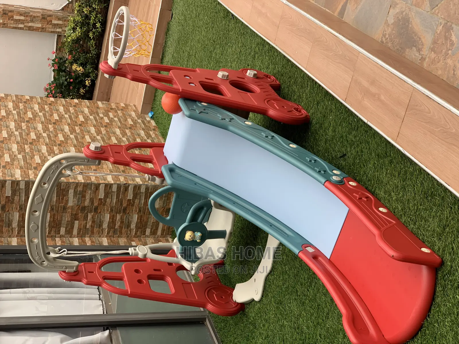 Kids 3in1 Swing Slide With Basket Ball Hoop Music 1-8yrs.
