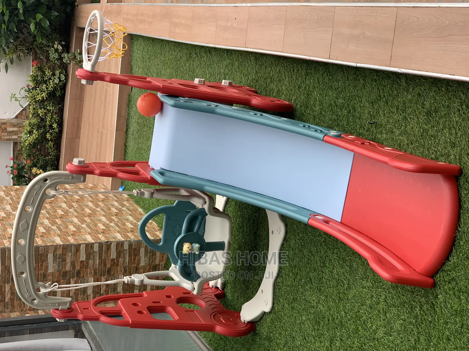 Kids 3in1 Swing Slide With Basket Ball Hoop Music 1-8yrs.