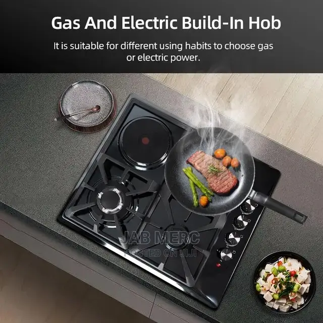 1 Electric + 3 Gas 4 Burners Cooker Hob 60 X 60 Cm Glass