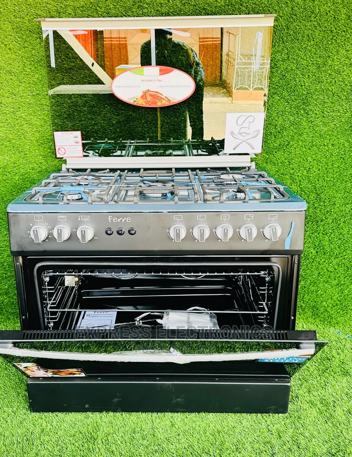 Best Buy for Less Shiny Black Black 5burner Gas Cooker Oven