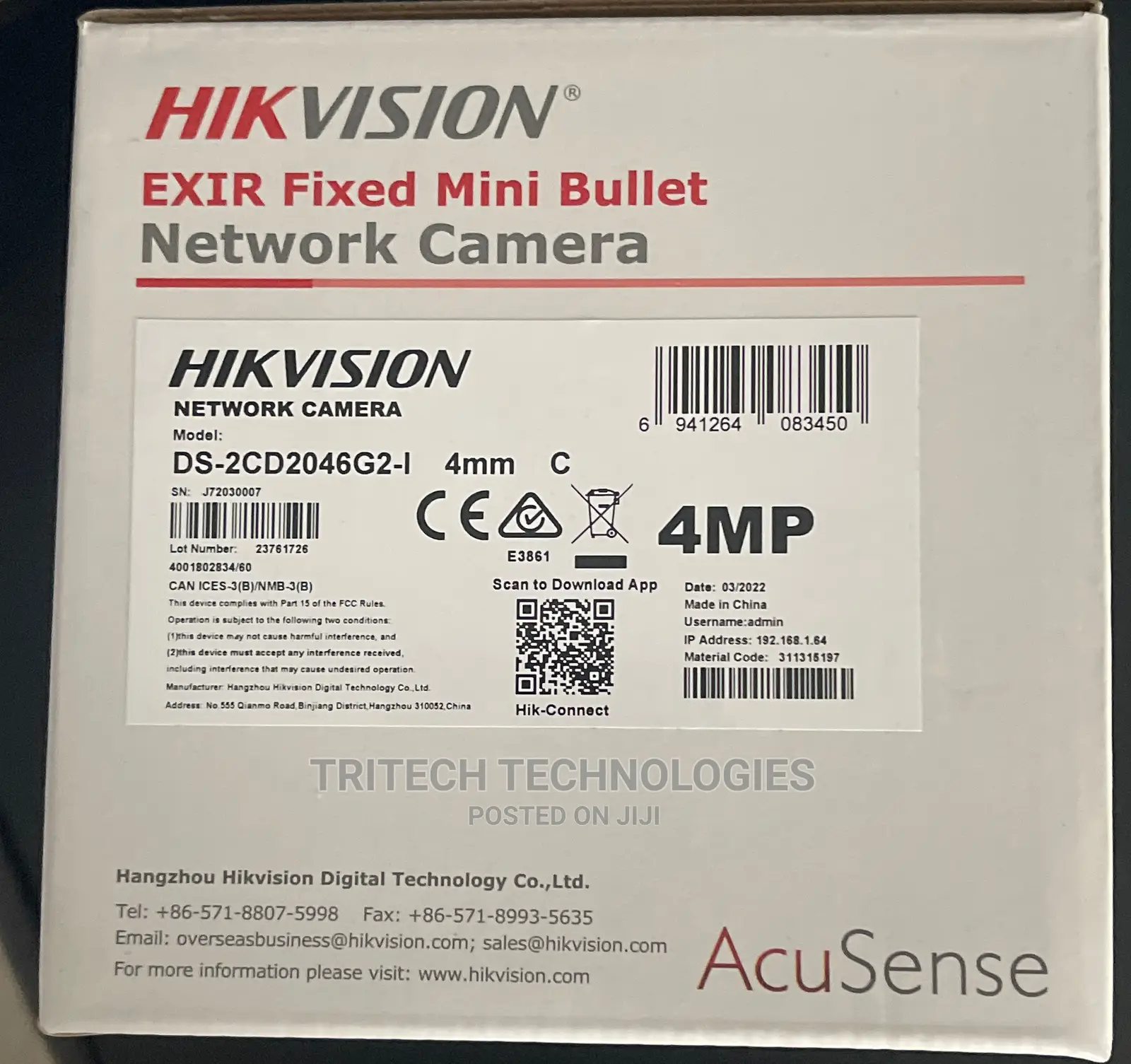 HIKVISION 4MP Acusense Fixed Mini Camera With Mic