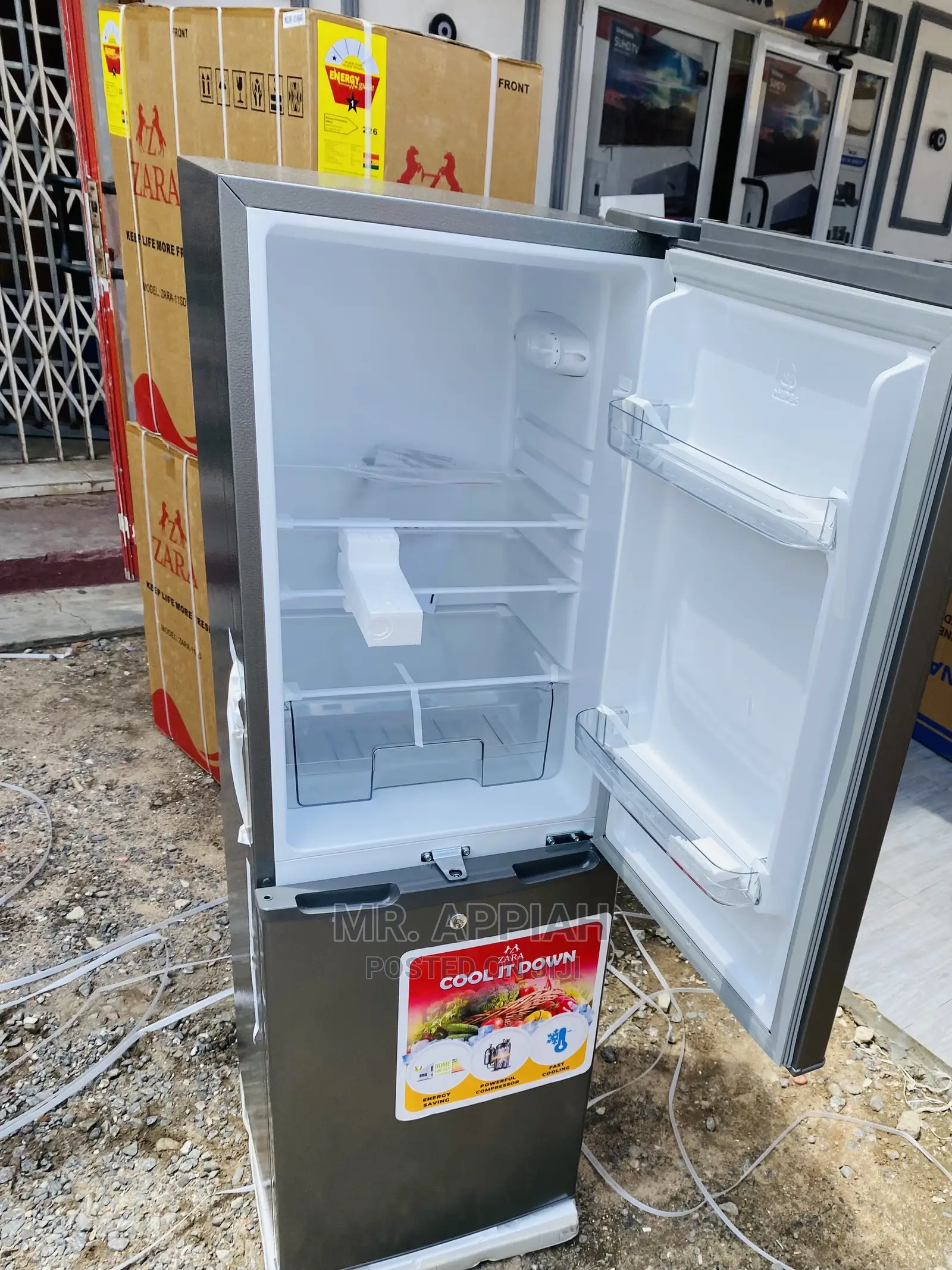 Elegant Dark Gray Zara-240bf 2 Door Refrigerator