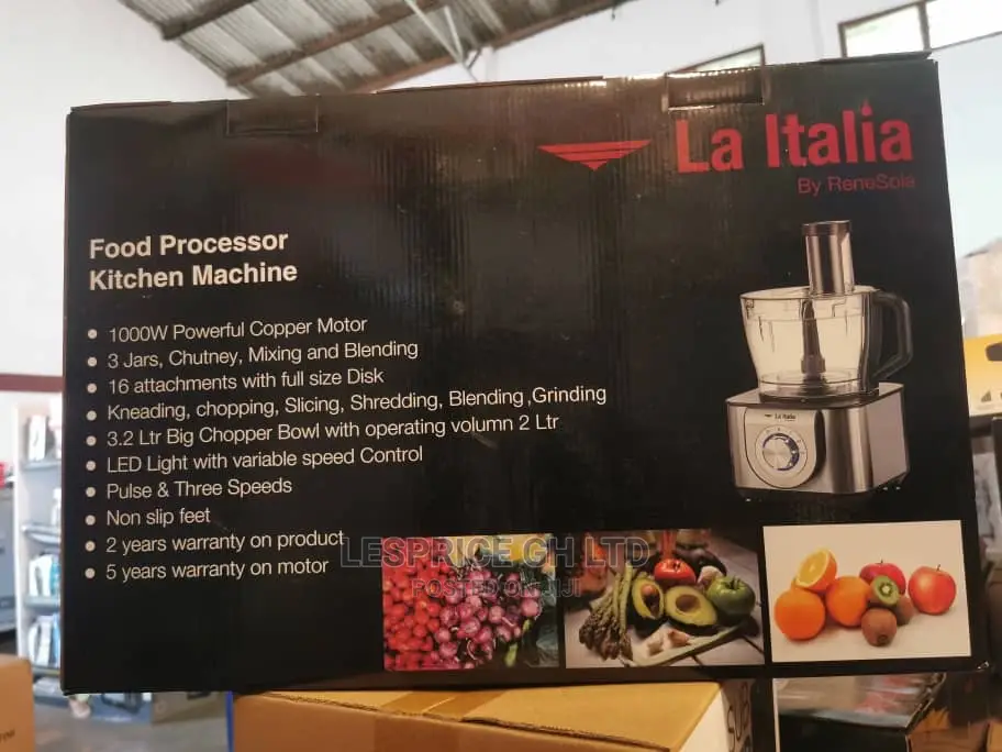Italia 1000w Correct Kitchen Machine Food Processor