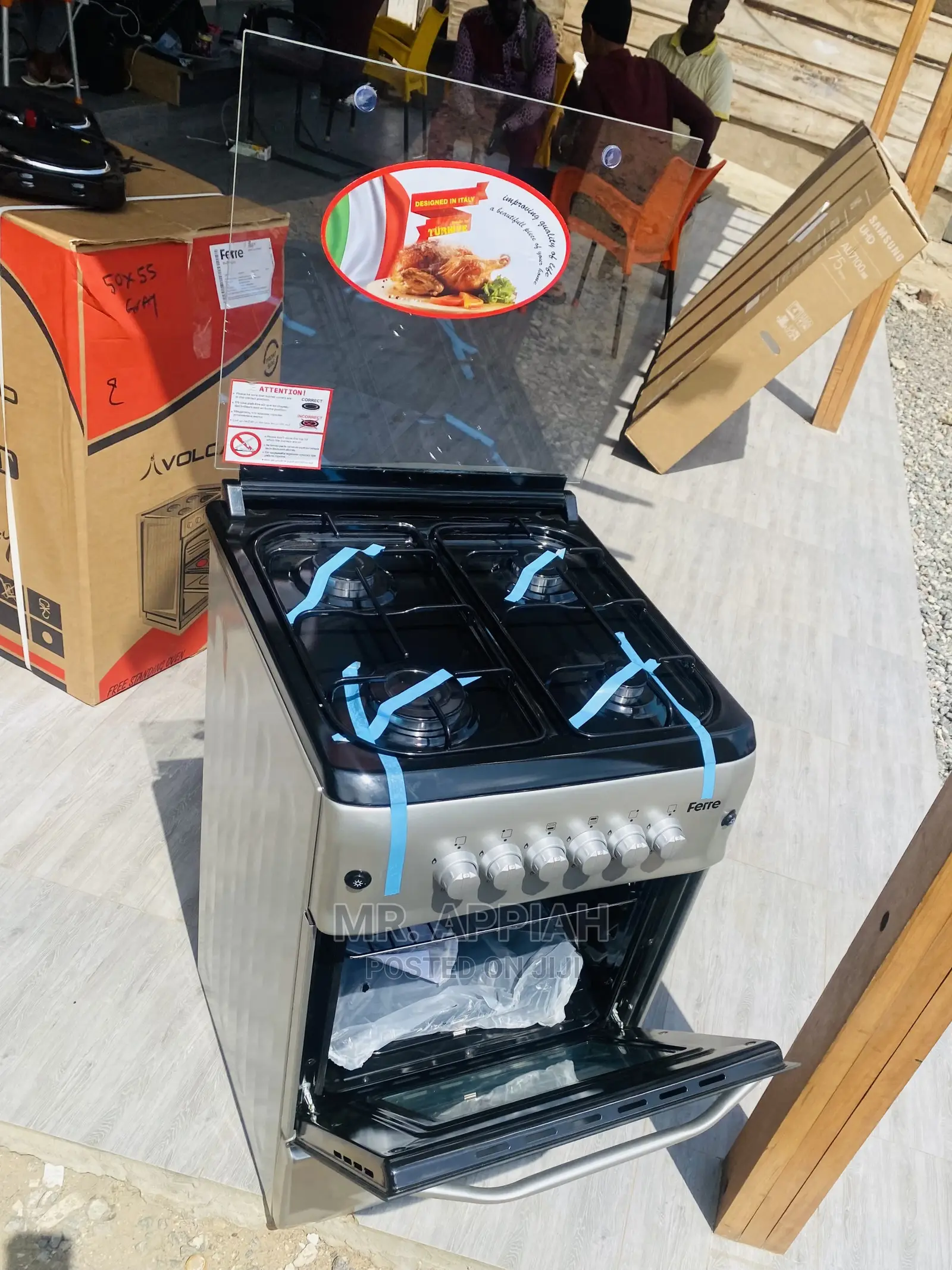 (50*55)Unique Ferre 4 Gas Burner With Oven and Grill,Gray.