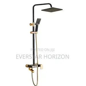 Black an Gold 3 in 1 Telephone Shower With Press Buttons