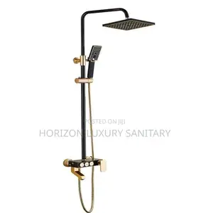 Black an Gold 3 in 1 Telephone Shower With Press Buttons