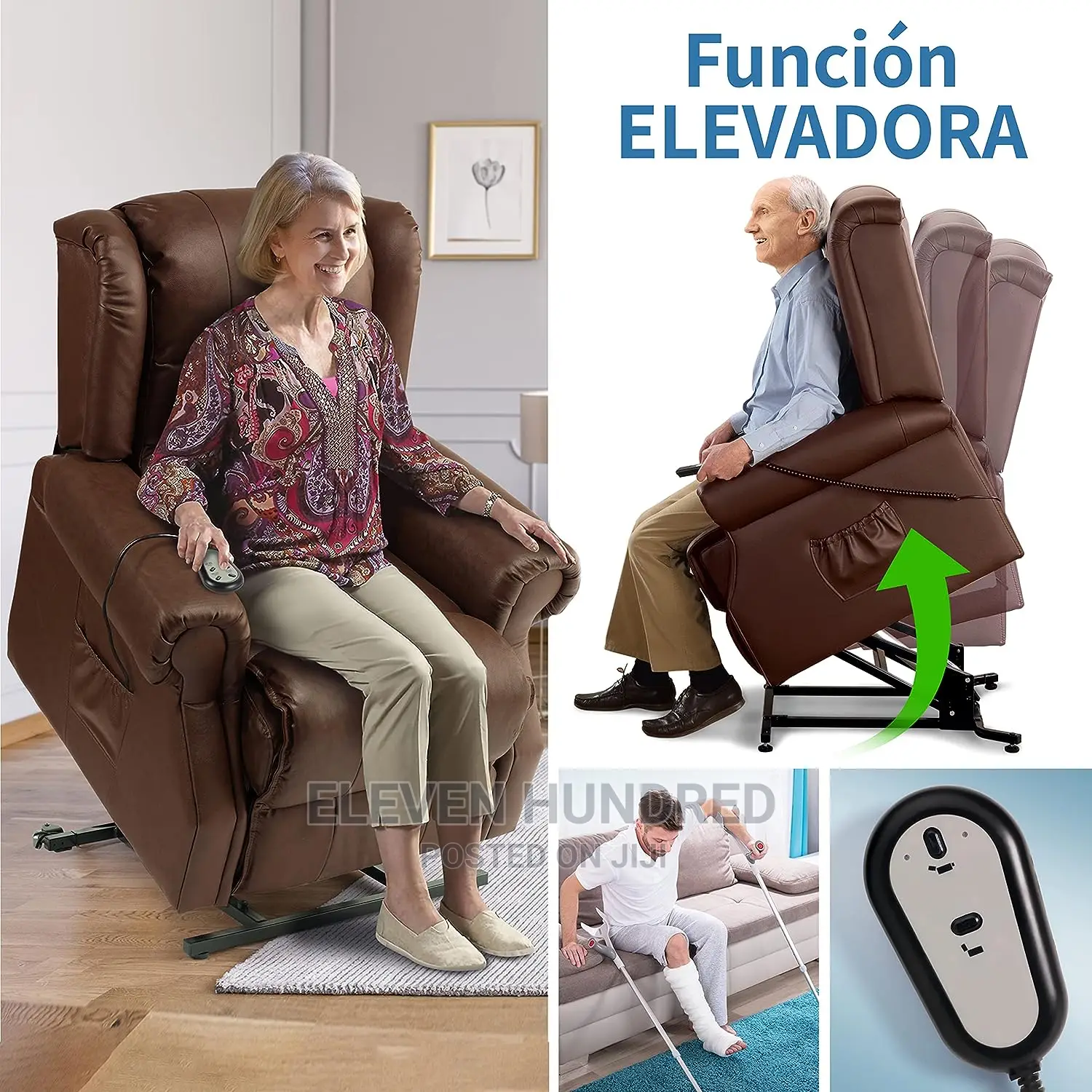 Recliner Electric Power Lift Massage Leather Riser Chair